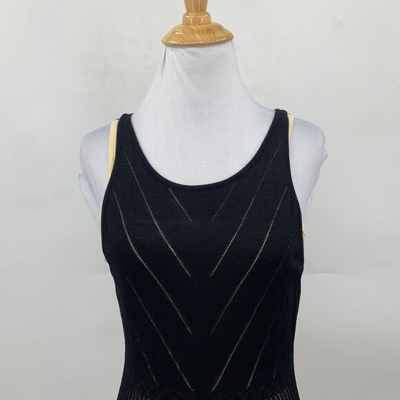 Arden B Crochet Bodycon Midi Dress M Medium Keyhole Attached Slip Perforated - Picture 3 of 11